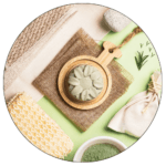 Produto cosmético em composição criativa com elementos naturais