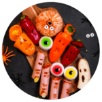 Composição criativa de produtos com temática de Halloween